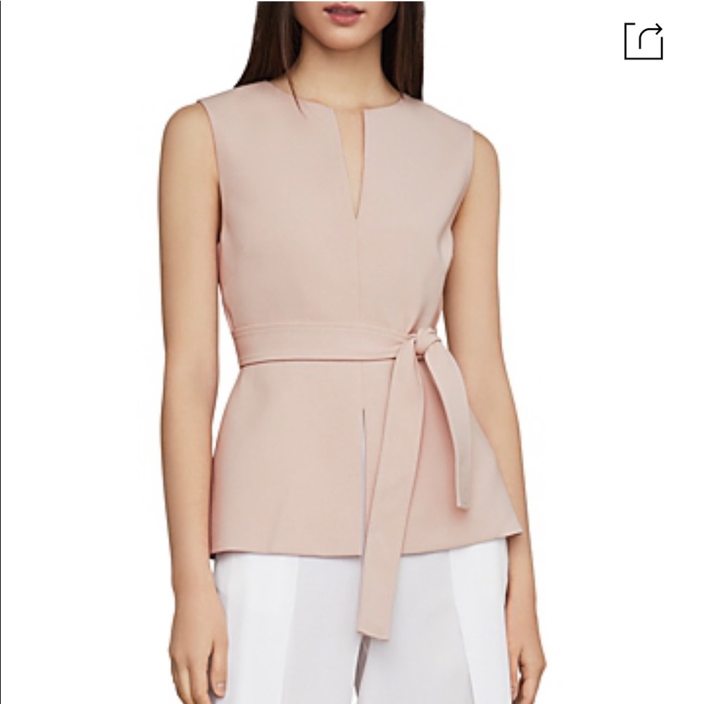BCBGMAXAZRIA Peplum Top in Bare Pink